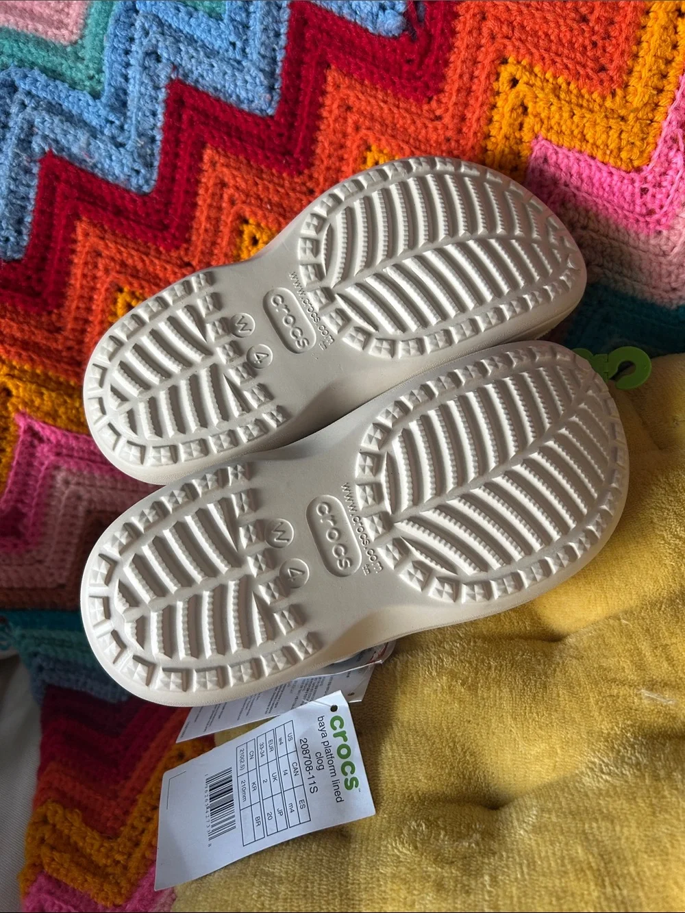 CROCS Kids' Classic Clog with Sherpa Lining in Cream